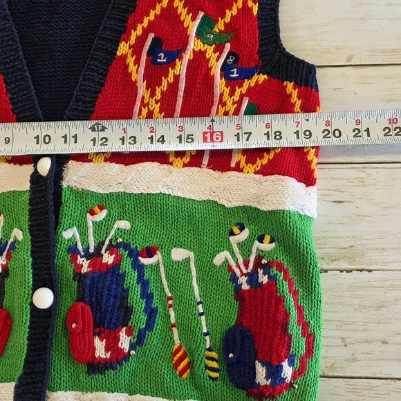 Vintage Marisa Christina Hand Knit Golf Sweater Vest Holiday Novelty Christmas M - Picture 6 of 10